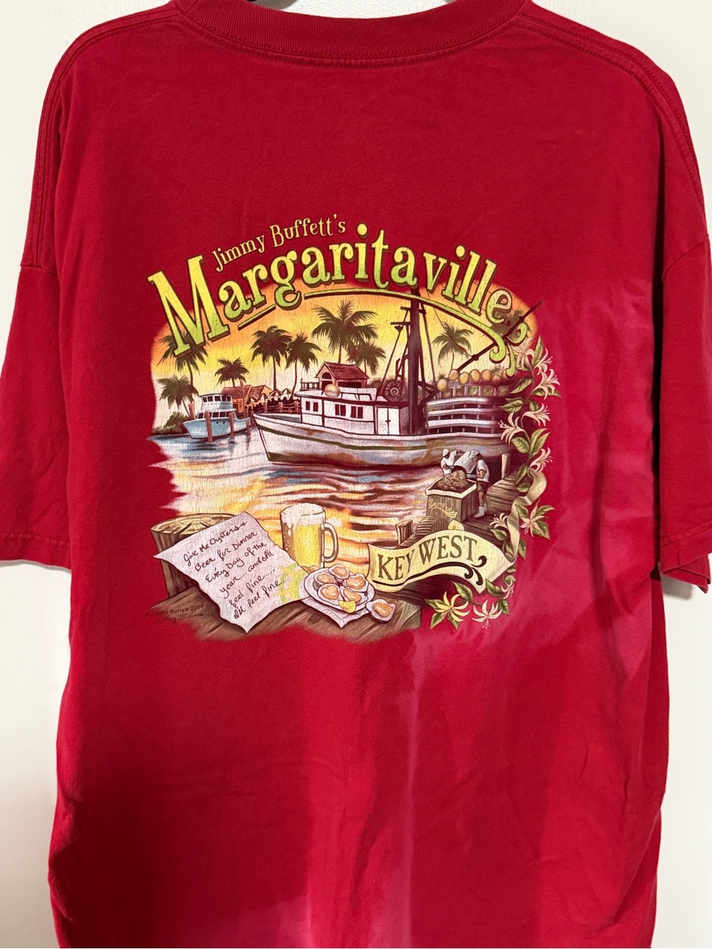 Margaritaville Red Short-Sleeve Tee with Tropical Chest Graphic - Picture 3 of 3